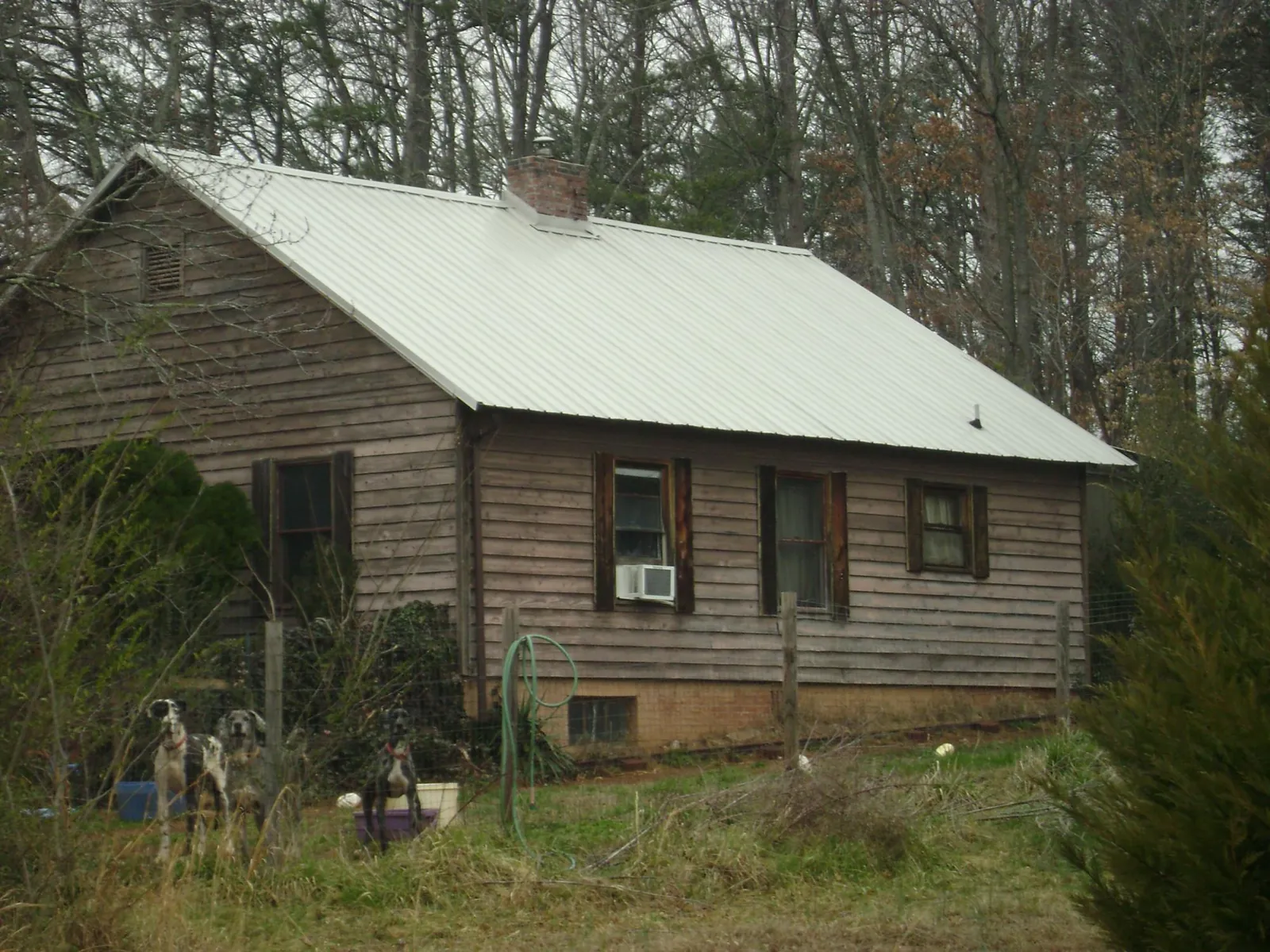 White metal roof on an old wood sided farmhouse, from a Metal Roof Installation job in Lindsay